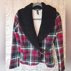 Lauren Ralph Lauren Plaid Jacket Faux Due Nexk Womens XS